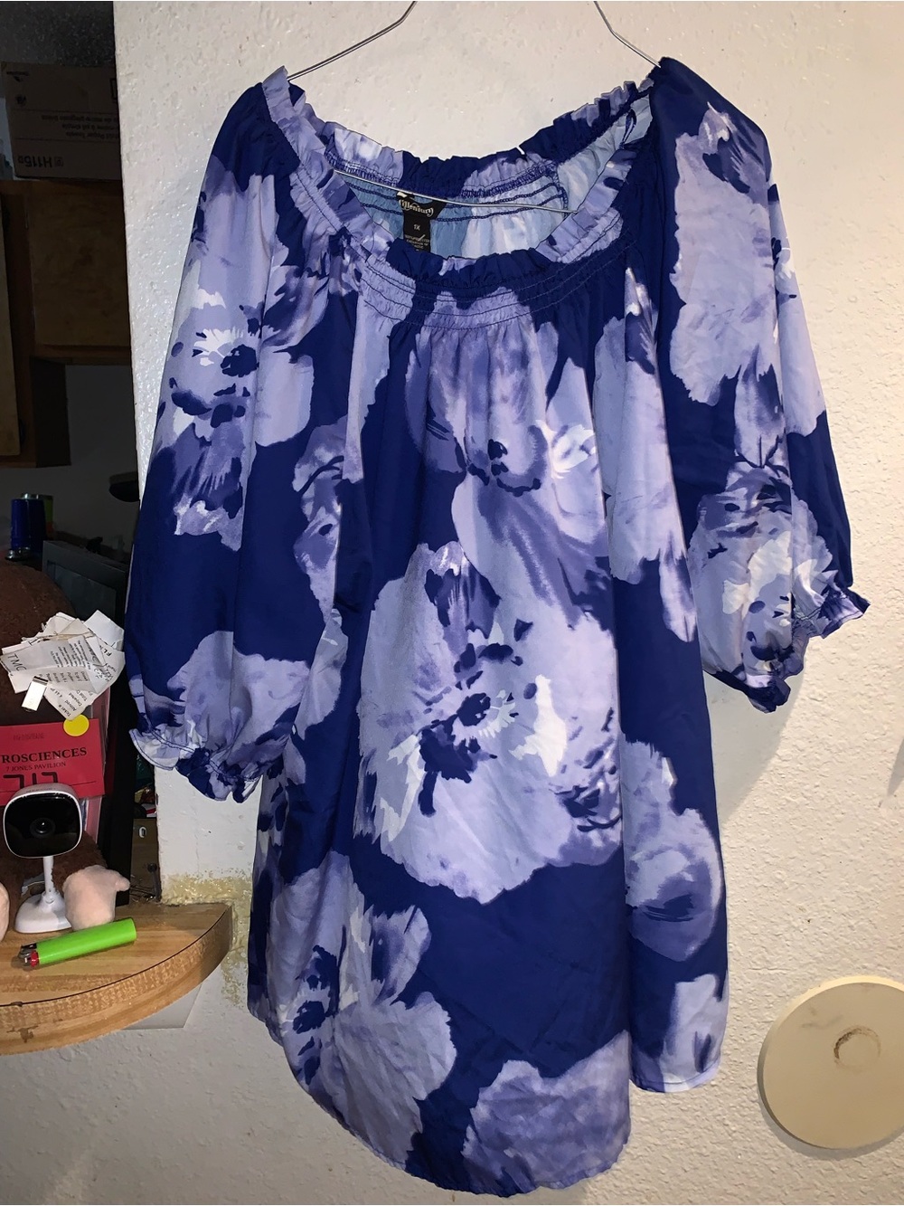 Women's Floral Off-Shoulder Blouse - Blue
